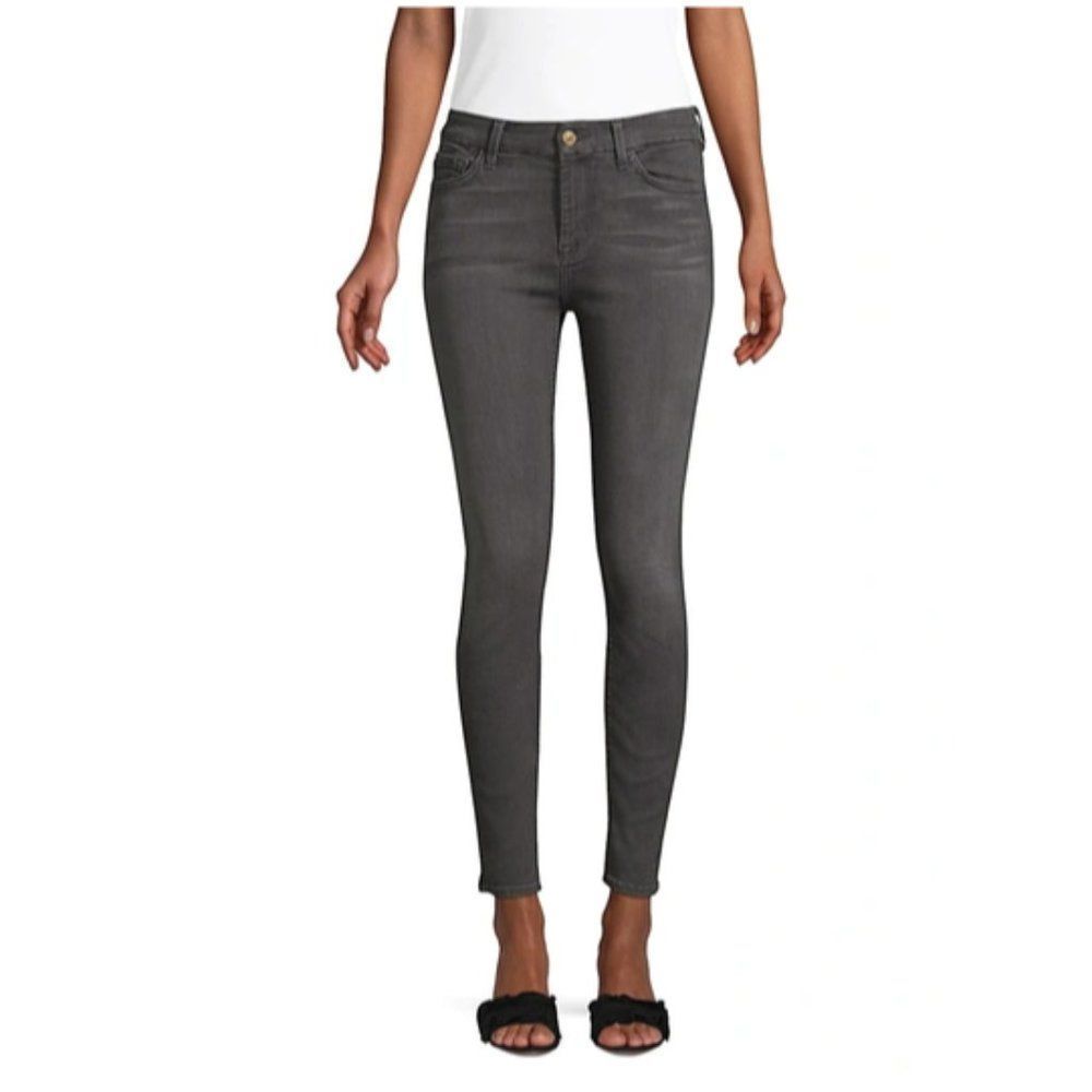7 For All Mankind High Rise Ankle Skinny, Gray, Size 25 - Picture 2 of 5